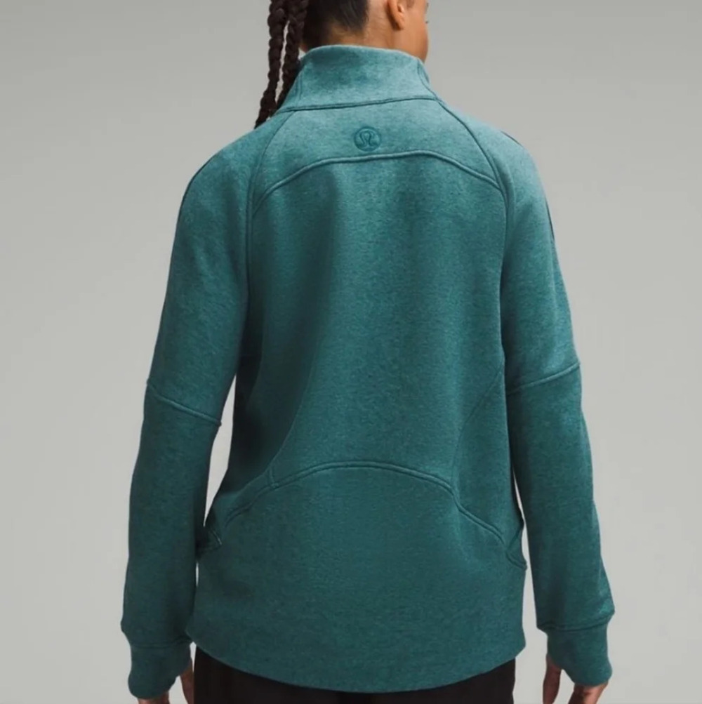 Lululemon,Scuba Oversized Funnel-Neck Full Zip Long *Plush, Heathered Storm Teal - Picture 4 of 6